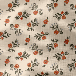 Printed Double Gauze LINA Latte / Green